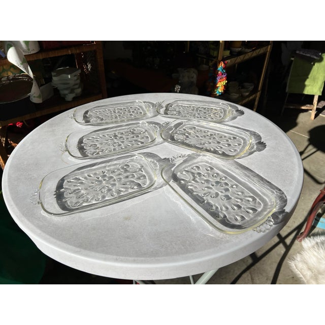 1970s Teardrop Relief, Appetizer, Crystal Plates- Set of 6 For Sale - Image 4 of 7