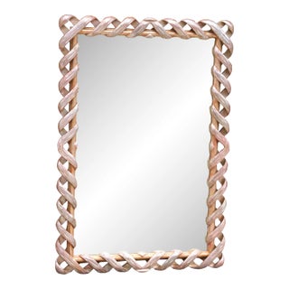 Vintage Italian Silver Giltwood Ribbon Mirror James Mont Style For Sale
