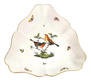 Herend Rothschild Bird Large Triangle Dish