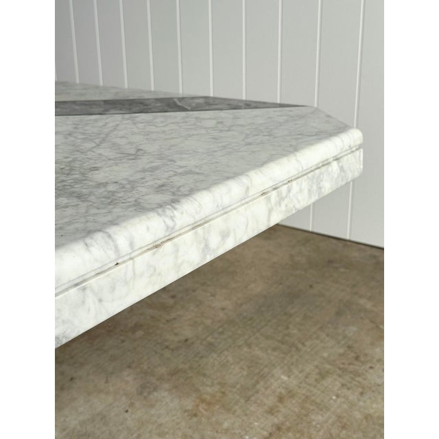 Vintage 1970s Italian Carrara & Bardiglio Marble Inlaid Coffee Table For Sale - Image 10 of 18