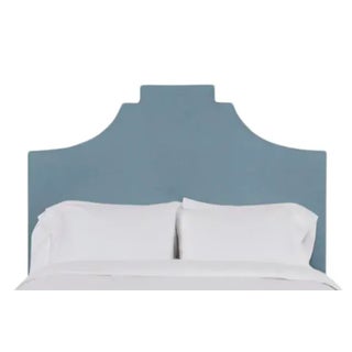 Nadine California King Headboard, Blue Velvet For Sale