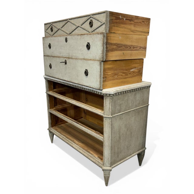 Gray Gustavian Twin Chests of Drawers, 1860, Set of 2 For Sale - Image 8 of 9