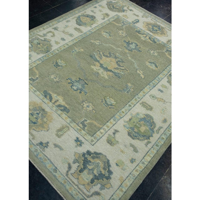 Turkish Turkish Oushak Rug 5'2" x 6'3" #17585 For Sale - Image 3 of 8