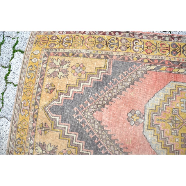 Pink Turkish Vintage Faded Rug For Sale - Image 8 of 11