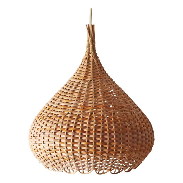 Mid-Century Modern Wicker Pendant Lamp, 1960s For Sale