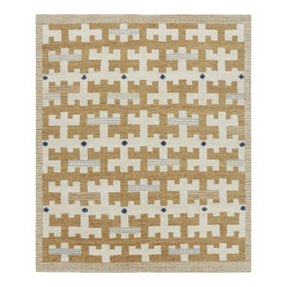 Rug & Kilim’s Scandinavian Style Rug in Beige-Brown and White Geometric Patterns - 9x12 For Sale