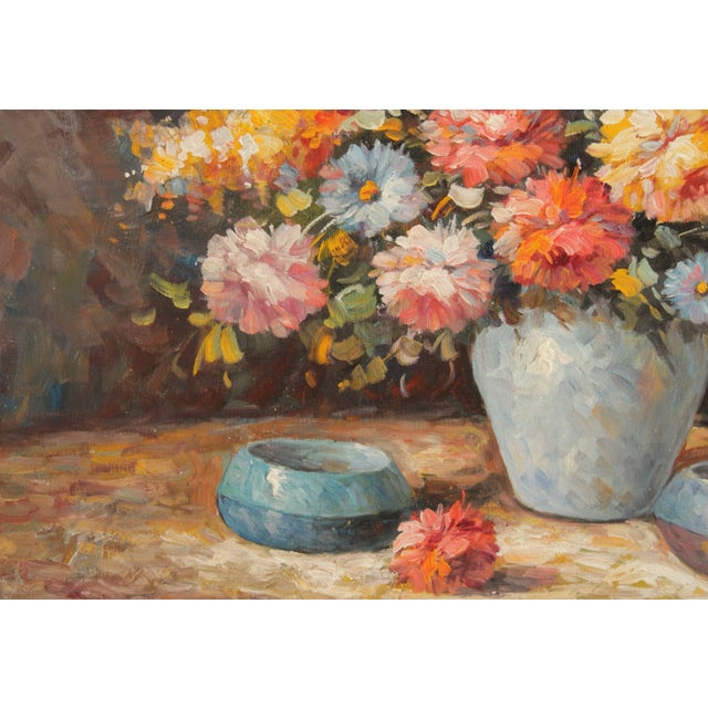 Impressionist Painted Floral Still Life, Signed 'T. Denver' For Sale - Image 11 of 13