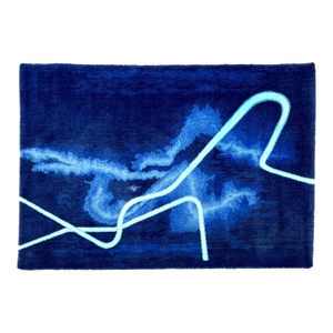 Gun Gordillo, Scandinavian Abstract Wool Tapestry Rug Gun Gordillo Neon Electric Blue Color, c.1985