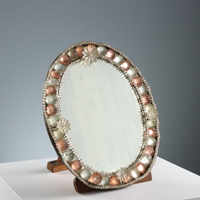 Glass Murano Glass and Wood Table Mirror For Sale - Image 7 of 7