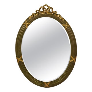Gustavian Neoclassical Oval Gilt Wood Faceted Wall Mirror, Italy, 1900s For Sale