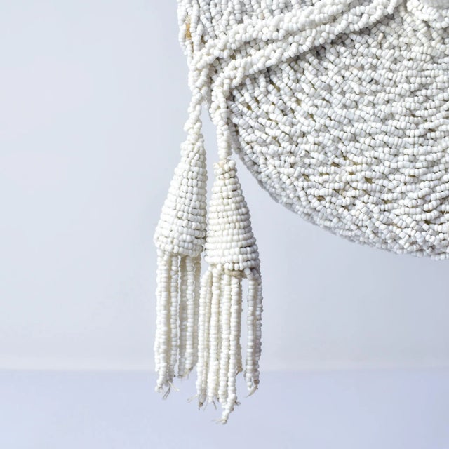 African Vintage African White Beaded Hat Nigeria For Sale - Image 3 of 13