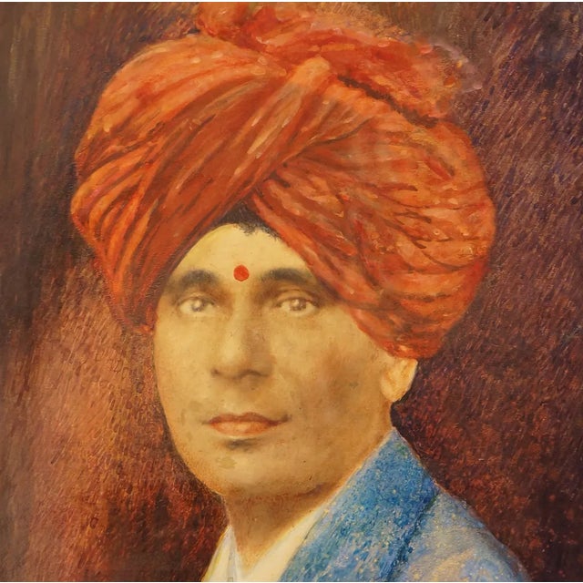 Indian Artist, Portrait of Man, 1980s For Sale - Image 3 of 3