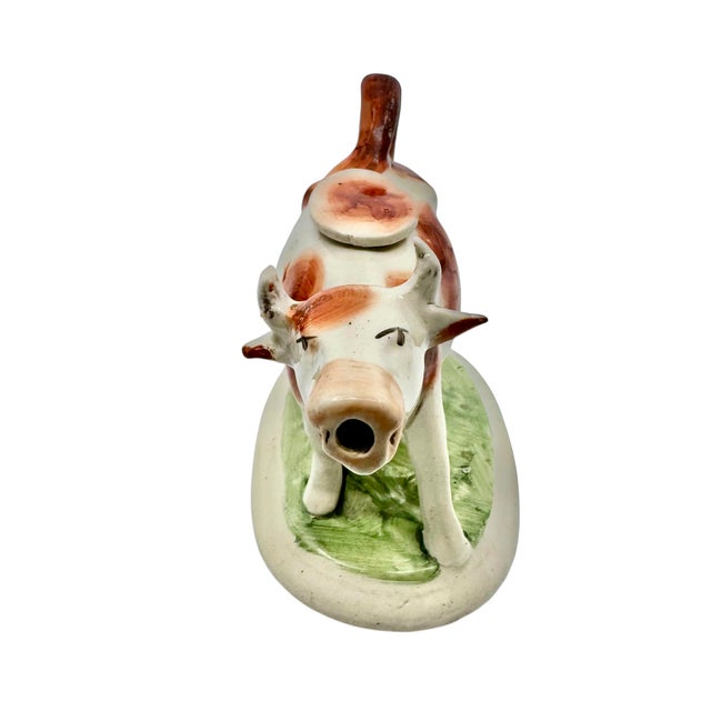 English Mid 19th Century Staffordshire Cow Creamer For Sale - Image 3 of 9