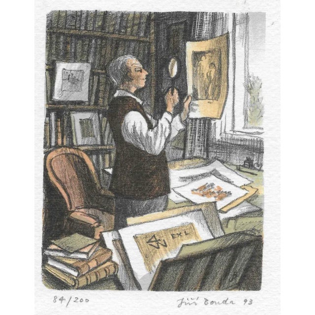 Figurative 1993 Jiri Bouda Print Collector Lithograph For Sale - Image 3 of 3