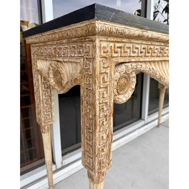 Neoclassical Style Console Table With Faux Slate Top For Sale - Image 4 of 9