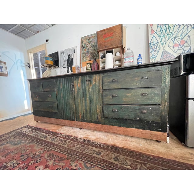 Antique Pine Counter With Storage For Sale - Image 10 of 12
