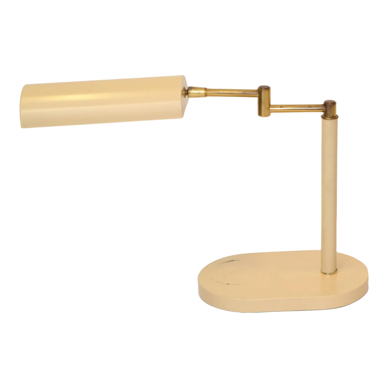 1970s Heyco Brass & Beige Metal Clover Desk Lamp Mid-Century