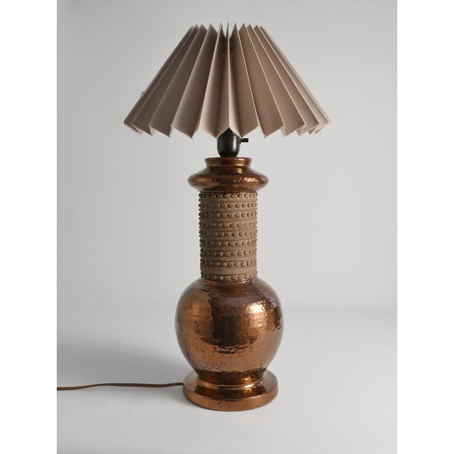 Ceramic Mid-Century Modern Copper-Hued Ceramic Table Lamp by Bitossi for Bergboms, 1970s For Sale - Image 7 of 12