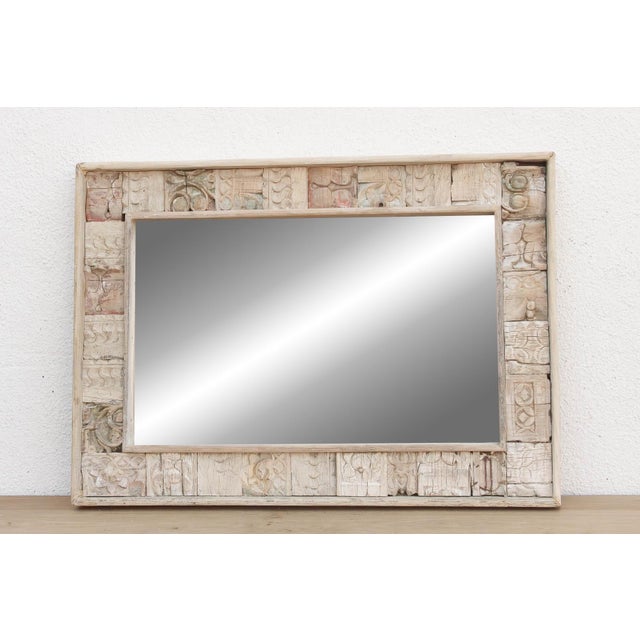 34" Reclaimed Carved Patch Work Mirror For Sale In Los Angeles - Image 6 of 8