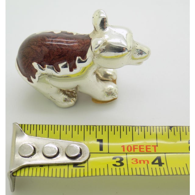 Vintage Italian Handmade Genuine Sterling Silver Enameled Bear Cub Figurine by Ottaviani of Rome, 1980s Solid 925 Silver Brown Enamel Miniature For Sale - Image 11 of 11