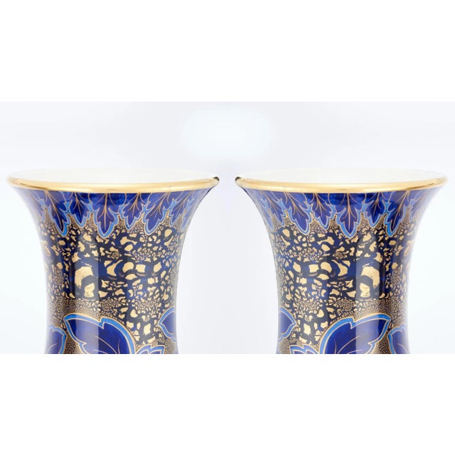 Early 19th Century 19th Century Large Art Nouveau Style Hand-Painted & Gilt Decorated Vases / Urns For Sale - Image 5 of 10