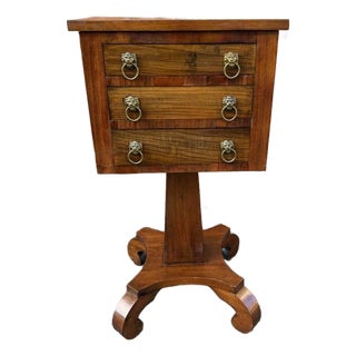 Antique American Classical Carved Mahogany Work Table For Sale