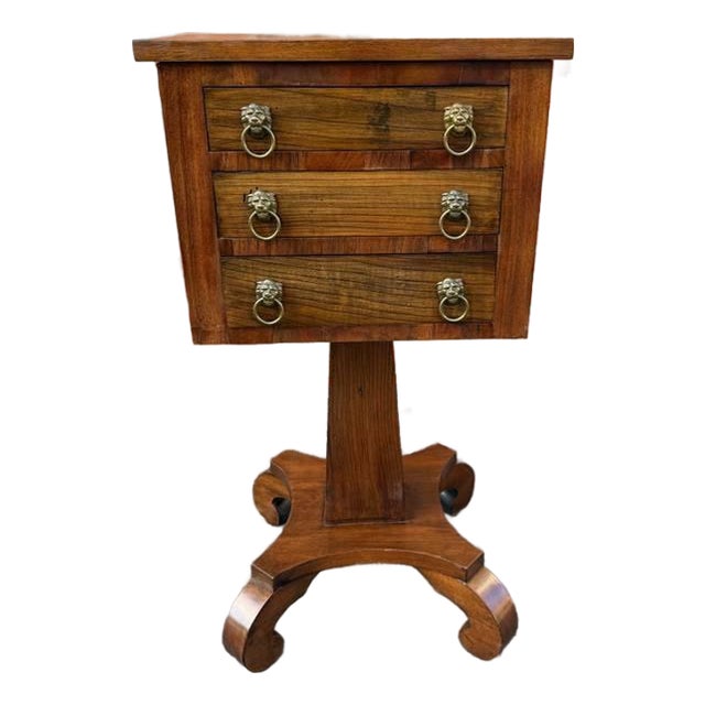 Antique American Classical Carved Mahogany Work Table For Sale