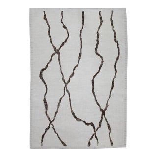 21st Century Modern Moroccan Style Wool Rug in Beige & Brown 9'2" X 12'11" For Sale