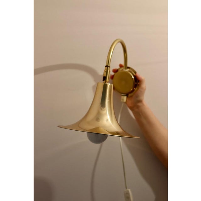 Metal Vintage Trump Shape Lights in Brass by Börje Claes for Norlett Elit, 1960s, Set of 2 For Sale - Image 7 of 11