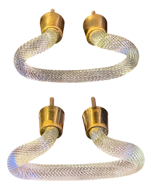 Torchon Murano Glass Handles or Wall Brackets from Venini, Italy, 1950, Set of 2