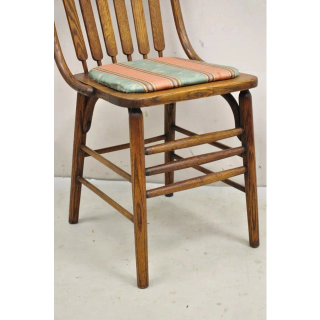 Brown Early 20th Century Antique Mission Arts & Crafts Oak Bentwood Slat Back Dining Side Chair For Sale - Image 8 of 11