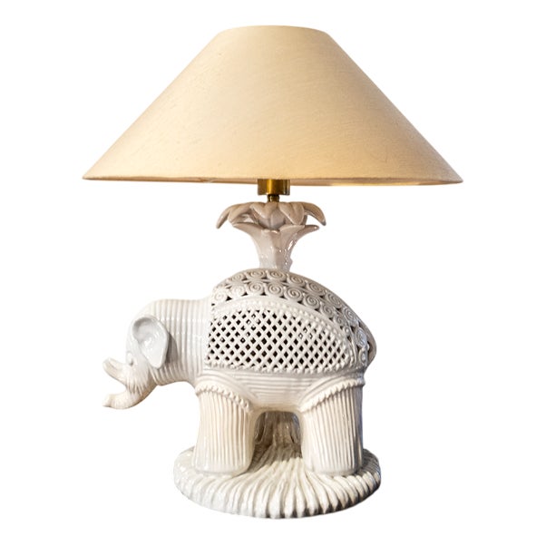 White Ceramic Collage Lamp, 1970s For Sale