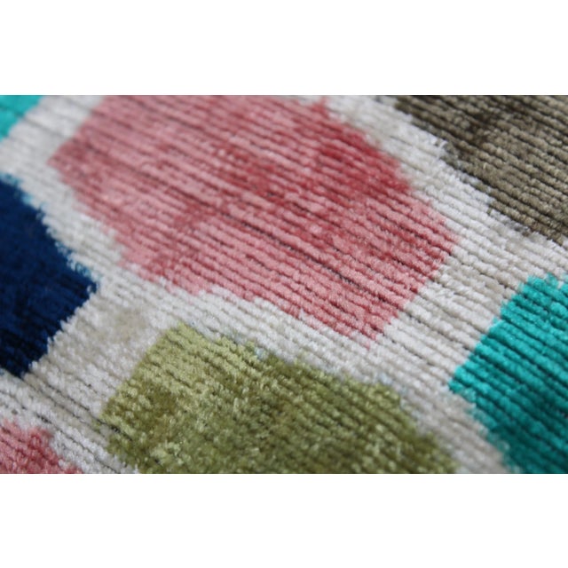 Textile Contemporary Turkish Multi Colors Velvet Silk Ikat Pillow For Sale - Image 7 of 10