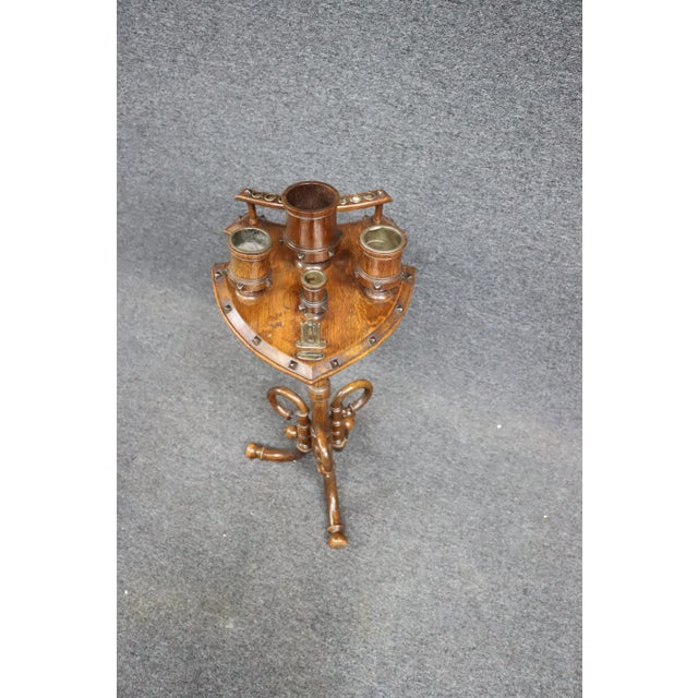 Early 20th Century Bentwood Arts & Crafts Quarter-Sawn Oak Smokestand For Sale - Image 5 of 11