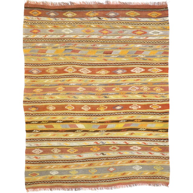 Terra Cotta Vintage Turkish Kilim Rug - 05'04 X 06'09 For Sale - Image 8 of 8