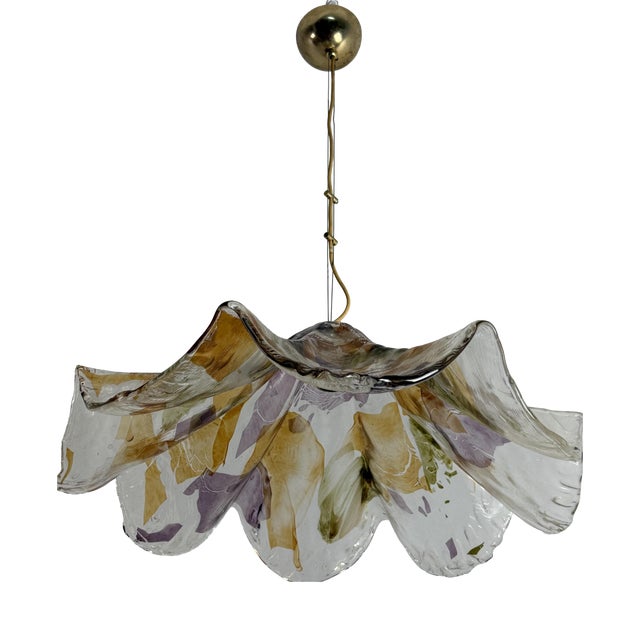 Large Murano Glass and Brass Chandelier from La Murrina, 1970s For Sale