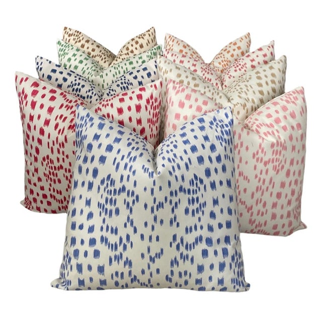 Not Yet Made - Made To Order Green Two-Sided Spotted 22" Down Pillows - a Pair For Sale - Image 5 of 5