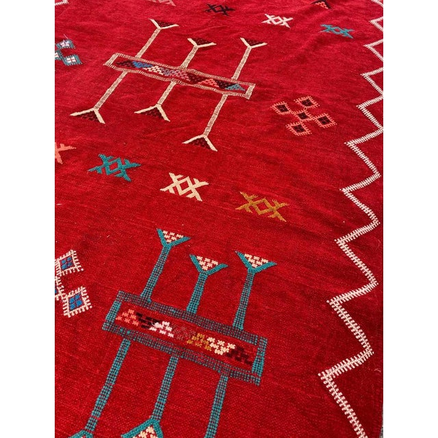Vintage Silk and Cotton Moroccan Kilim Rug, 1950s For Sale - Image 11 of 18