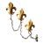 Vintage Gilt Metal Fleur De Lys Sconces Light Fixture – Hollywood Regency Salvador Italy For Sale