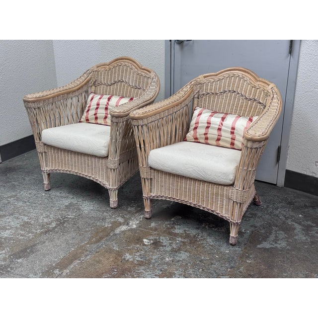 Tan Vintage Typhoon International Corporation Wicker Chairs, Pair For Sale - Image 8 of 12