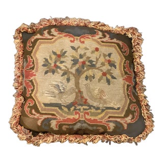19th C Needlepoint Pillow For Sale