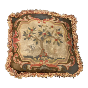 19th C Needlepoint Pillow