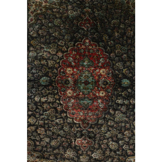 Traditional Antique Persian Qum Rug in Brown With Florals and Medallions For Sale - Image 3 of 8