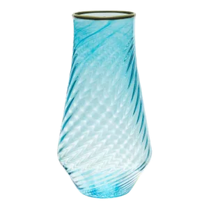 Celerie Kemble Glassware for Chairish Twist Vase in Capri Blue with Pea Green Rim