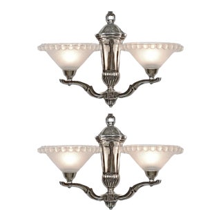 1930s French Art Deco Wall Sconces by Petitot & Gauthier Ezan France - A Pair For Sale
