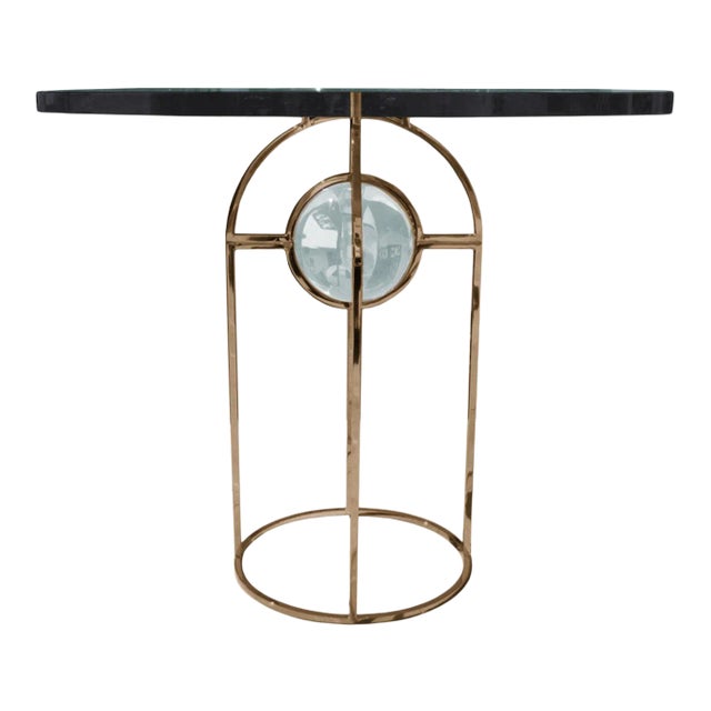 Charles Hollis Jones Solid Brass and Lucite "Bullet" Dining or Center Table For Sale