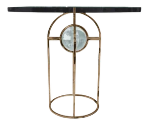 Charles Hollis Jones Solid Brass and Lucite "Bullet" Dining or Center Table