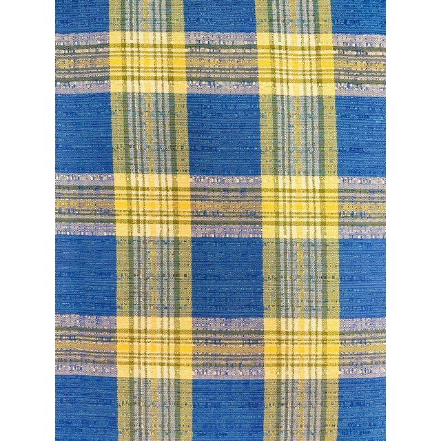 Vintage MCM Retro Plaid Sofa in Electric Blue and Green With Nailhead Trim For Sale - Image 12 of 13