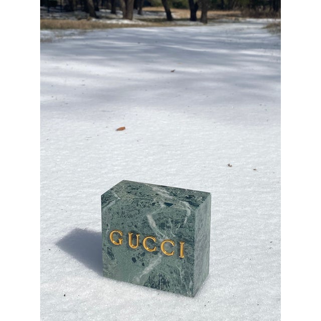 Gucci Verdi Green Marble 1970s Gucci Bookend, Minimalist Design, Circa 1970s For Sale - Image 4 of 16