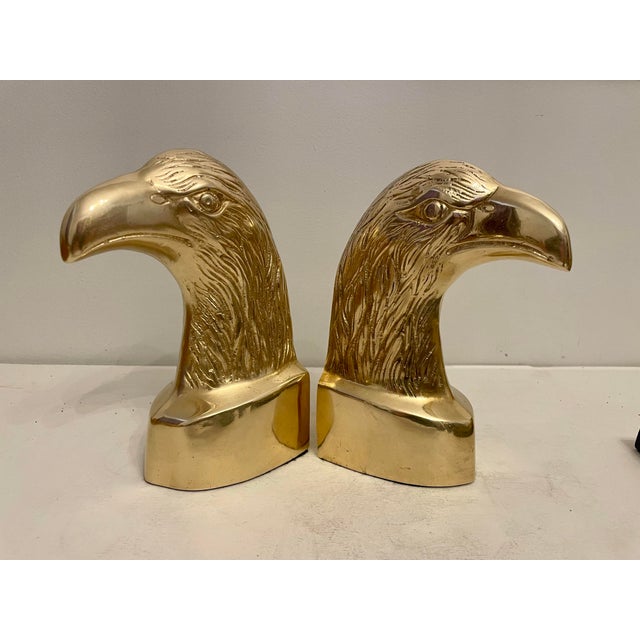 English Pair of Vintage Brass Eagle Bookends For Sale - Image 3 of 8